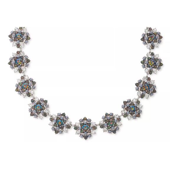 Charter Club Statement Necklace Crystal Cluster Chic Silver Tone VTG Stylish NWT - Picture 2 of 5